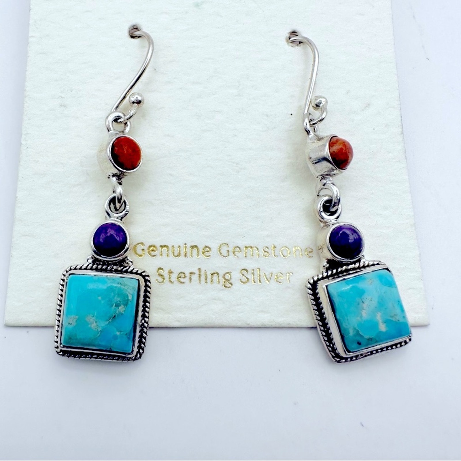 Shivam Sterling Silver Earrings Nwt Mohave Turquoise Blue Drop Dangle Boho 49$